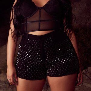 Never Been Stud Up Denim Shorts - Black